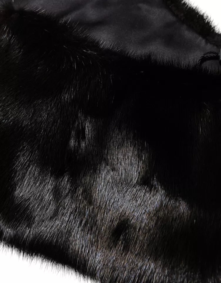Dolce & Gabbana Black Fur Shawl Neck Wrap Cover Collar Scarf Dolce & Gabbana
