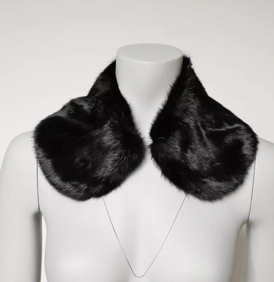 Dolce & Gabbana Black Fur Shawl Neck Wrap Cover Collar Scarf Dolce & Gabbana