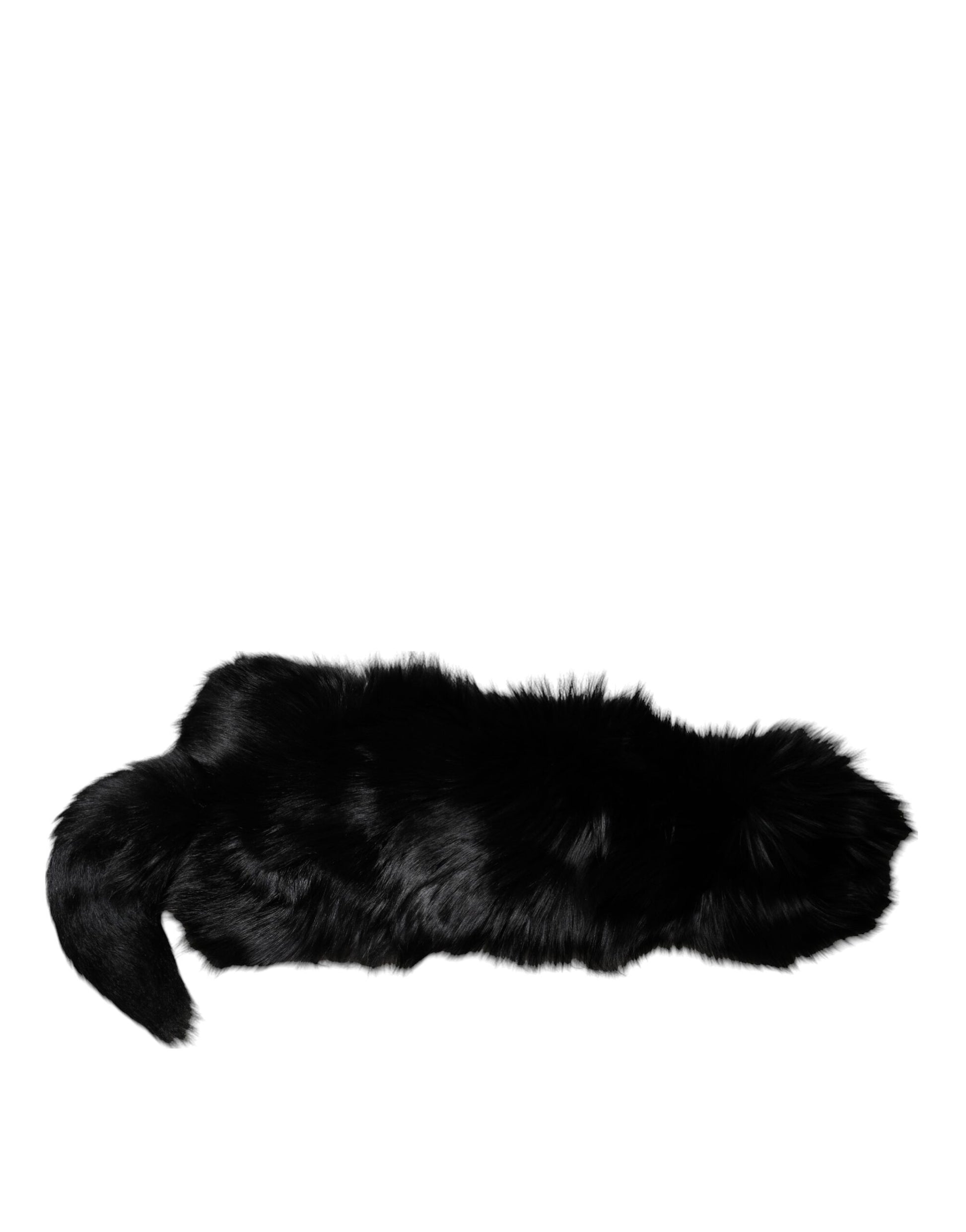 Dolce & Gabbana Black Fox Fur Neck Wrap Warmer Winter Scarf Dolce & Gabbana