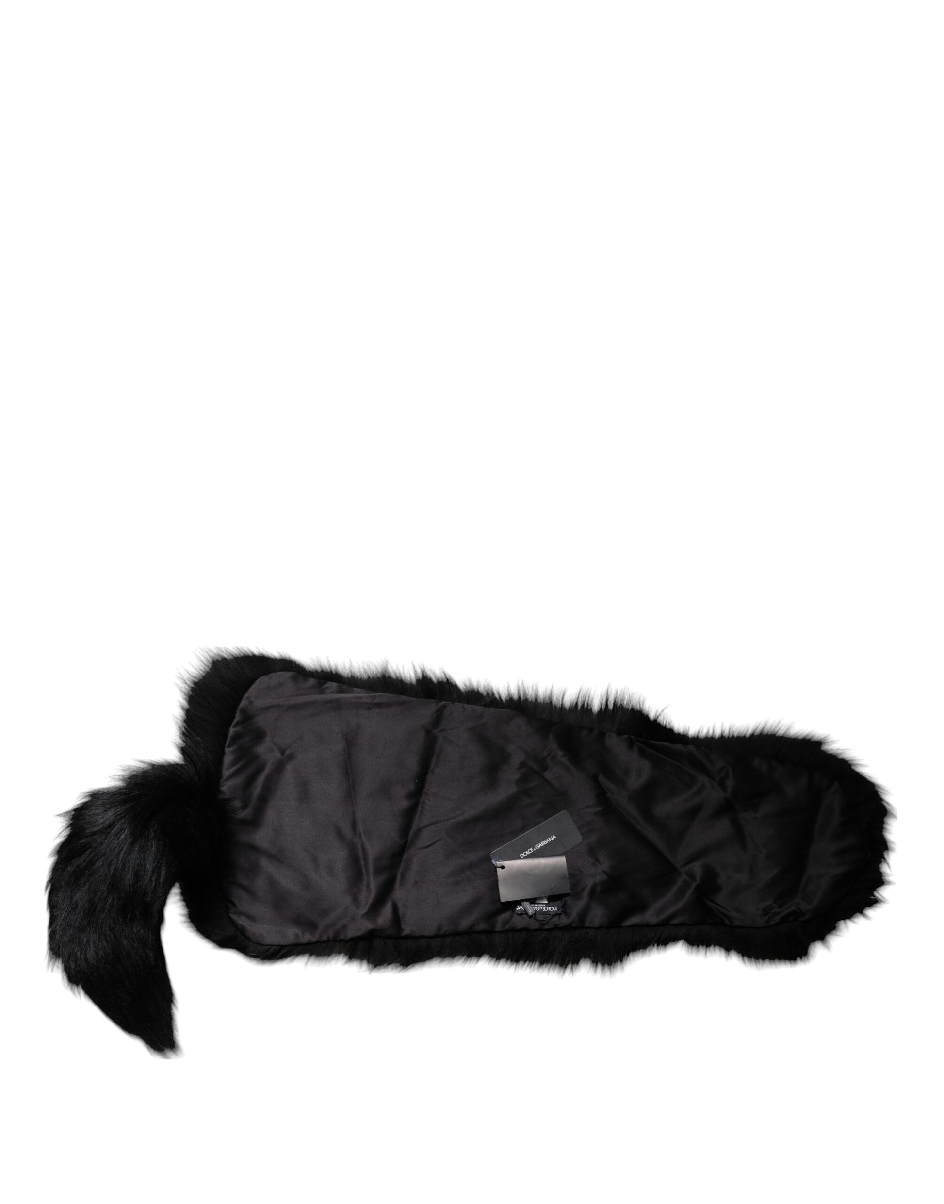 Dolce & Gabbana Black Fox Fur Neck Wrap Warmer Winter Scarf Dolce & Gabbana