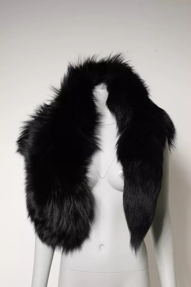 Dolce & Gabbana Black Fox Fur Neck Wrap Warmer Winter Scarf Dolce & Gabbana