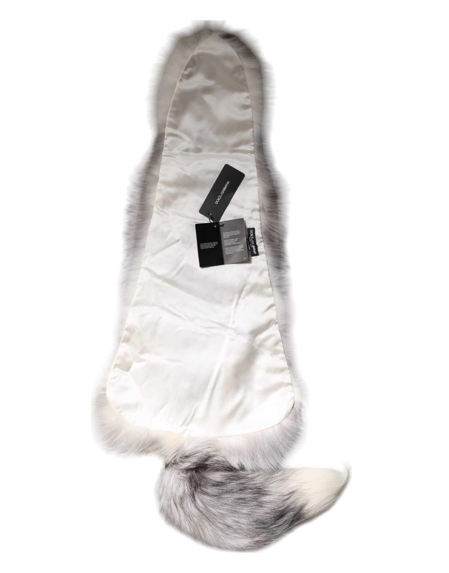 Dolce & Gabbana White Fox Fur Neck Wrap Warmer Winter Scarf Dolce & Gabbana