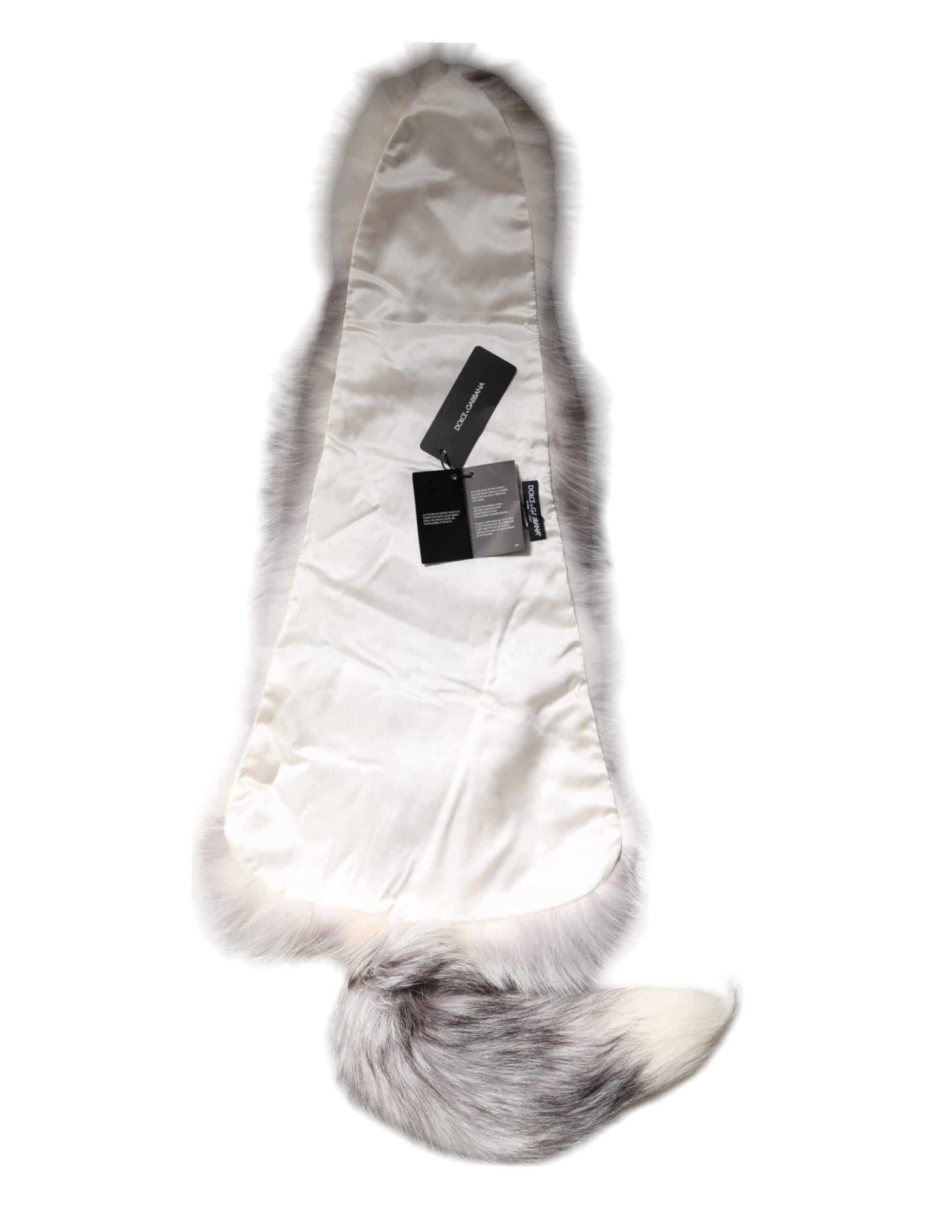 Dolce & Gabbana White Fox Fur Neck Wrap Warmer Winter Scarf Dolce & Gabbana