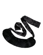 Dolce & Gabbana Black Lamb Fur Women Neck Warmer Winter Scarf - Eljoys Fashion 