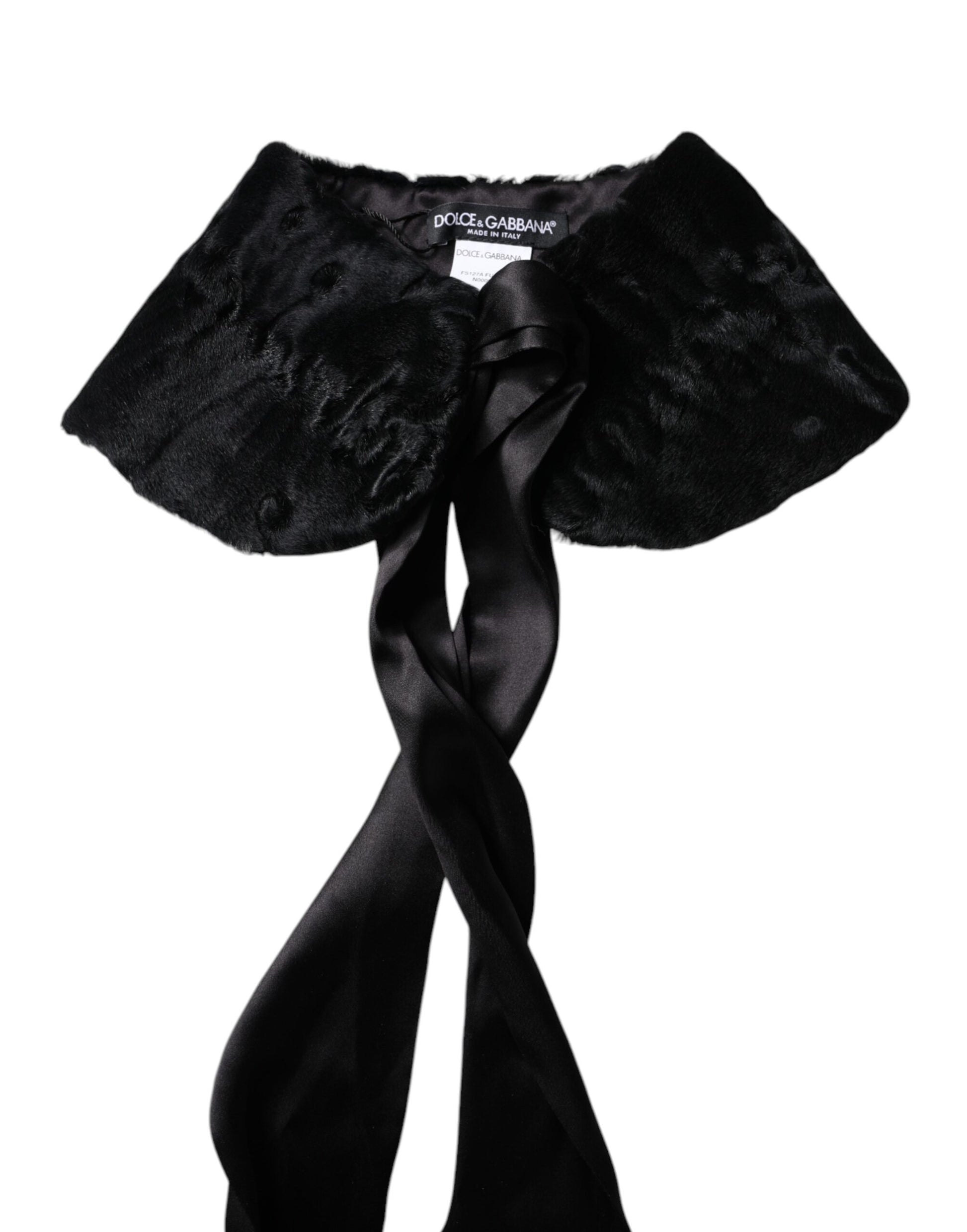 Dolce & Gabbana Black Lamb Fur Women Neck Warmer Winter Scarf Dolce & Gabbana