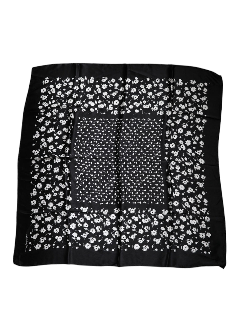 Dolce & Gabbana Black Floral Silk Square Wrap Shawl Scarf - Eljoys Fashion 