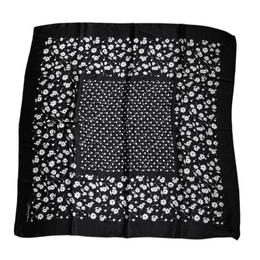 Dolce & Gabbana Black Floral Silk Square Wrap Shawl Scarf