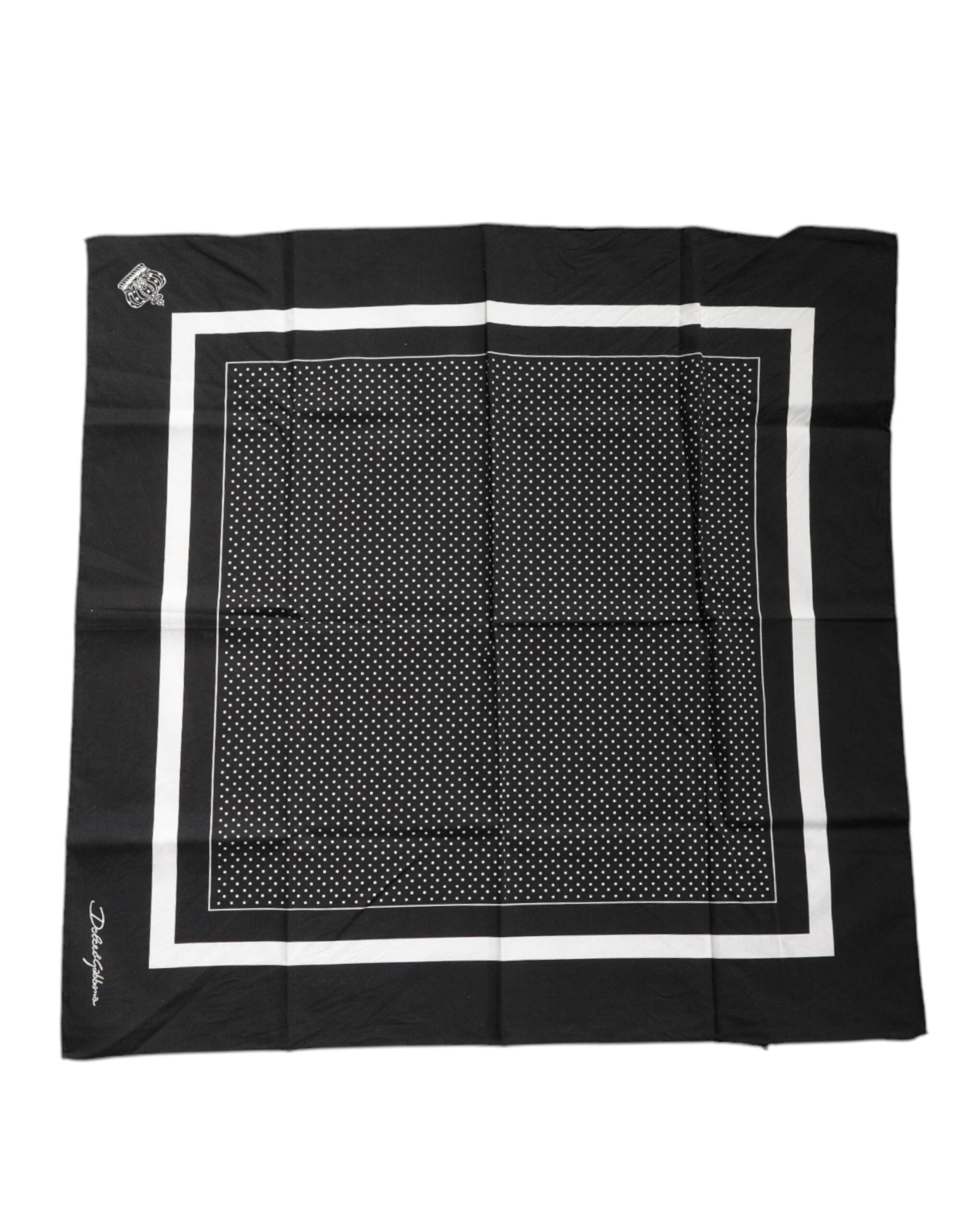 Dolce & Gabbana Black Polka Dots Cotton Handkerchief Scarf