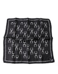 Dolce & Gabbana Black Horseshoe Silk Square Handkerchief Scarf - Eljoys Fashion 