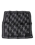 Dolce & Gabbana Black Horseshoe Silk Square Handkerchief Scarf - Eljoys Fashion 