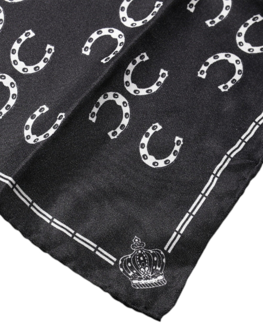 Dolce & Gabbana Black Horseshoe Silk Square Handkerchief Scarf - Eljoys Fashion 