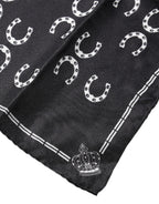 Dolce & Gabbana Black Horseshoe Silk Square Handkerchief Scarf - Eljoys Fashion 