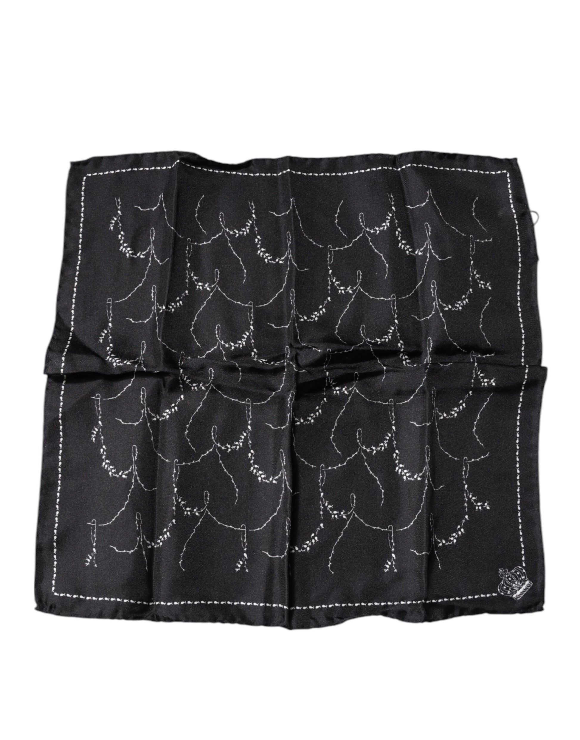 Dolce & Gabbana Black Patterned Silk Handkerchief Scarf Dolce & Gabbana