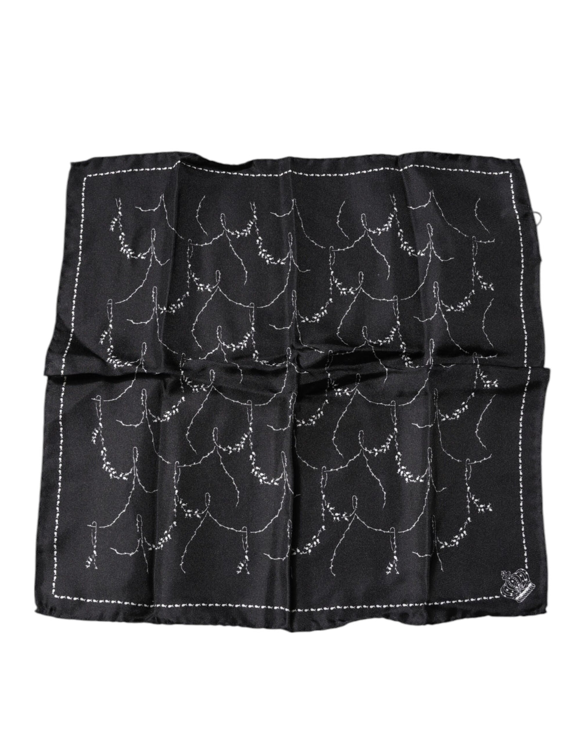 Dolce & Gabbana Black Patterned Silk Handkerchief Scarf - Eljoys Fashion 