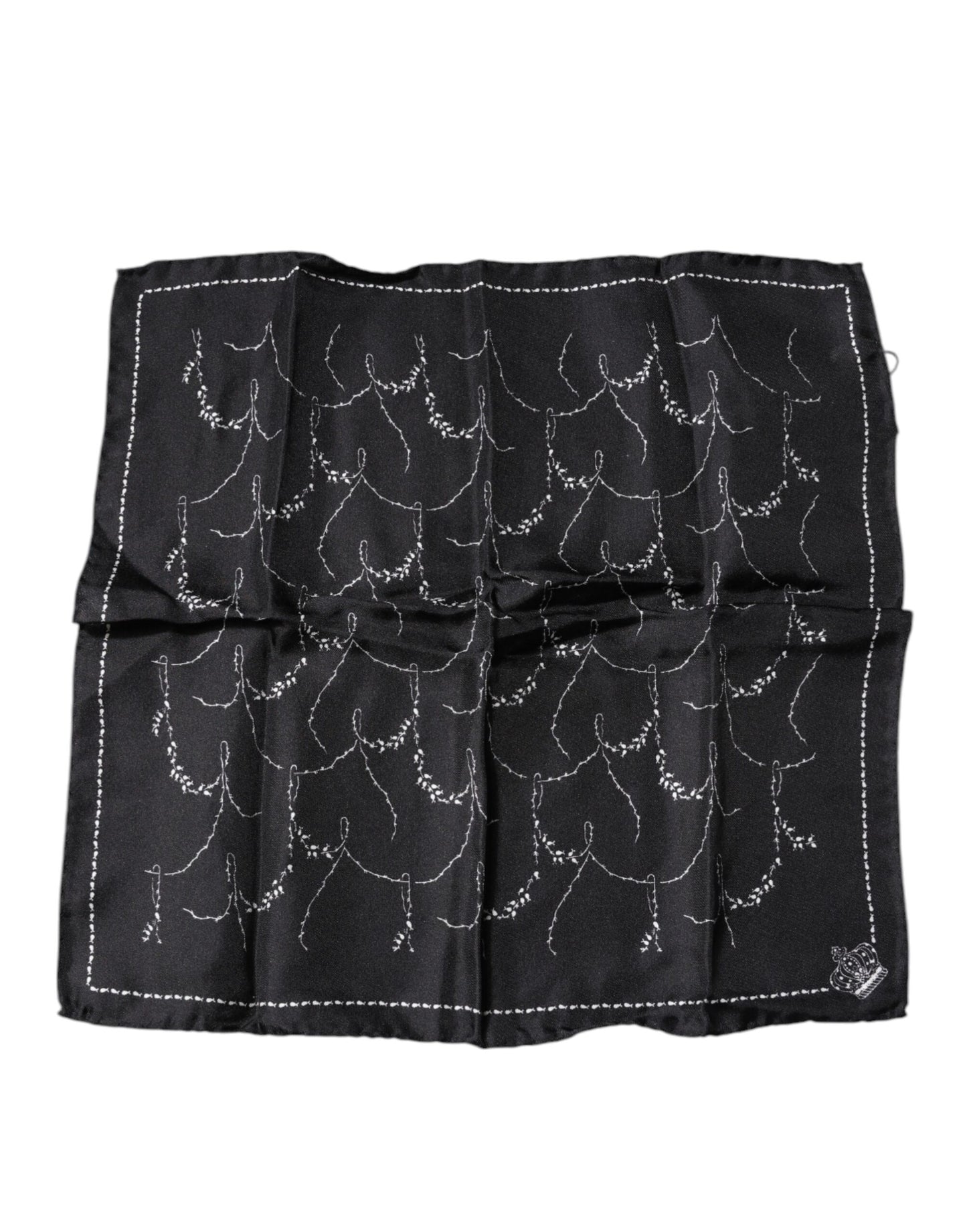 Dolce & Gabbana Black Patterned Silk Handkerchief Scarf Dolce & Gabbana