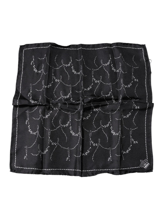 Dolce & Gabbana Black Patterned Silk Handkerchief Scarf Dolce & Gabbana