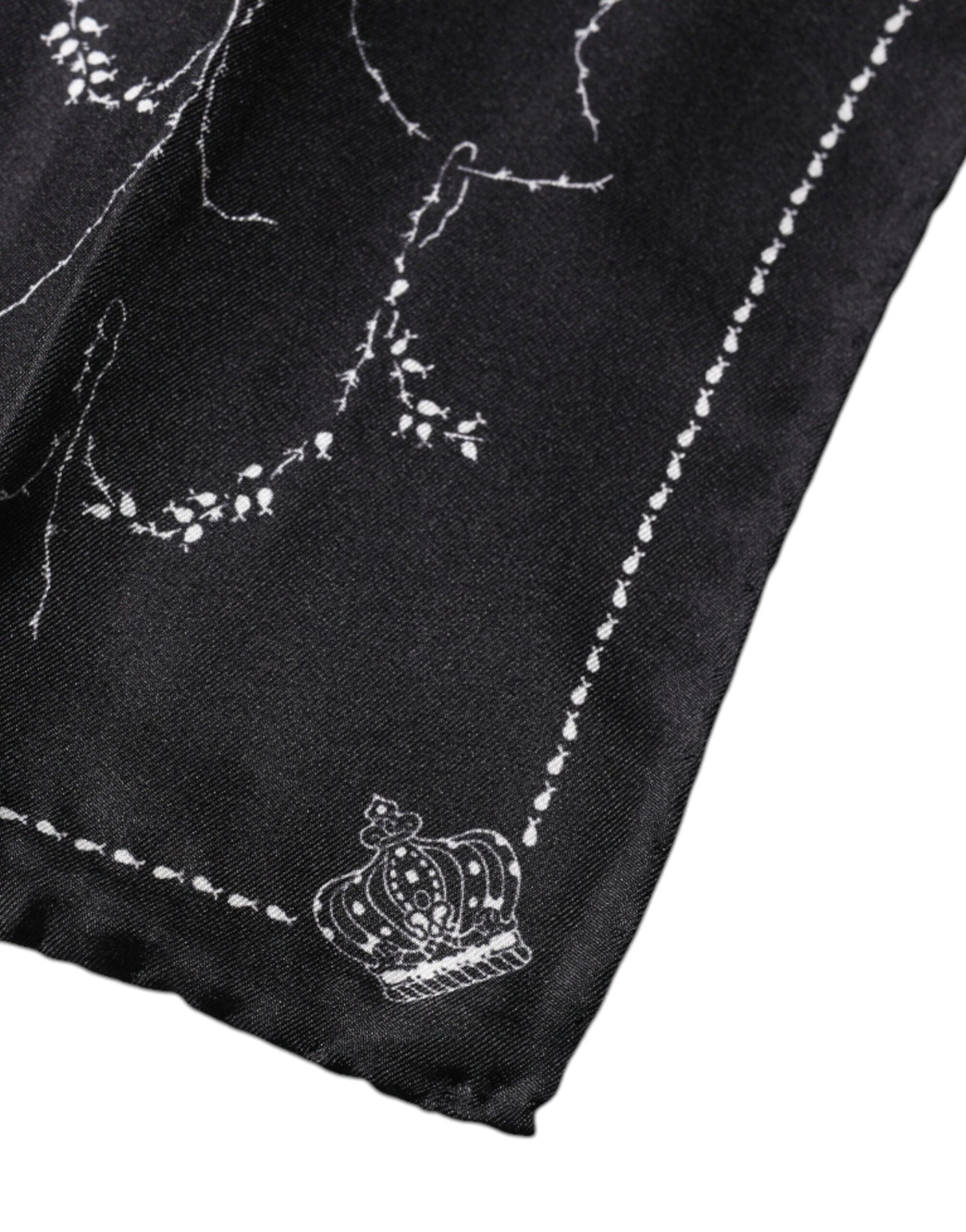Dolce & Gabbana Black Patterned Silk Handkerchief Scarf Dolce & Gabbana