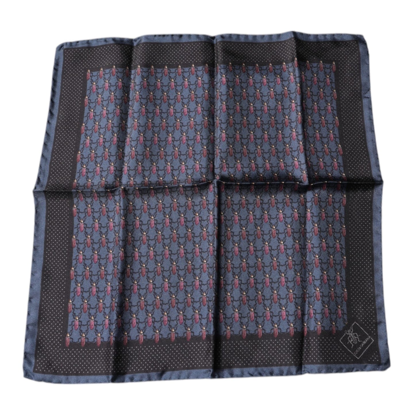 Dolce & Gabbana Dark Blue Beetle Square Handkerchief Scarf