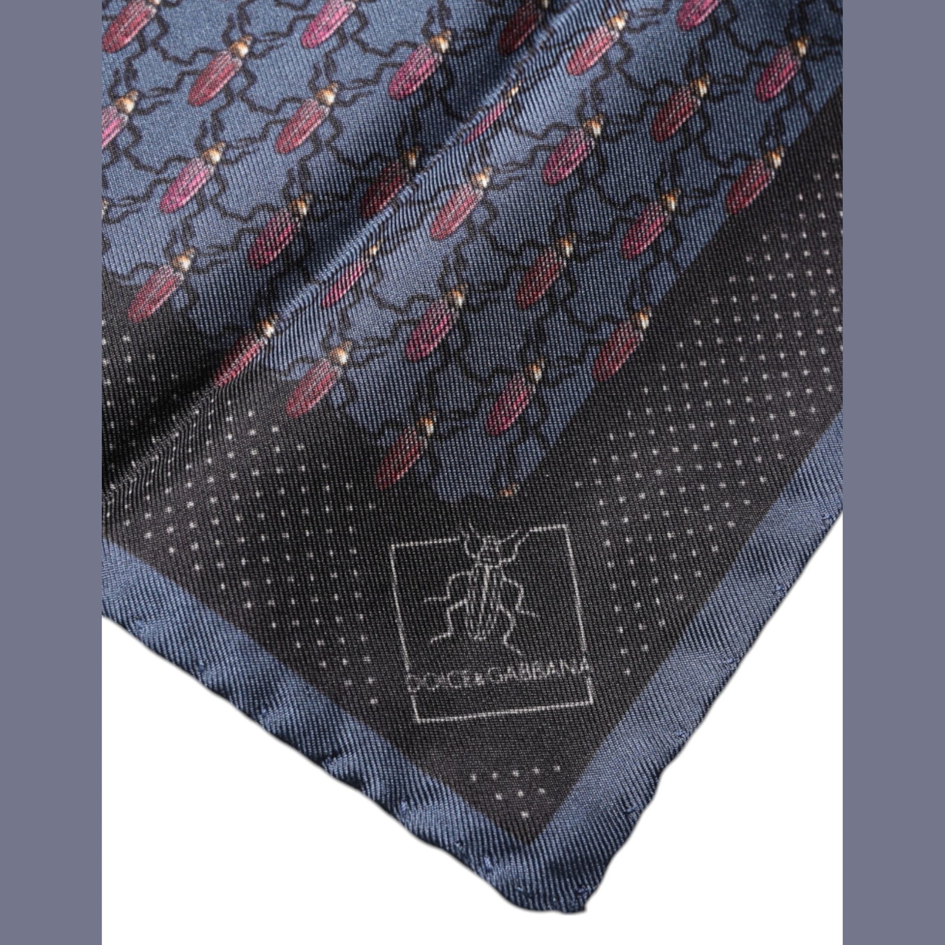 Dolce & Gabbana Dark Blue Beetle Square Handkerchief Scarf
