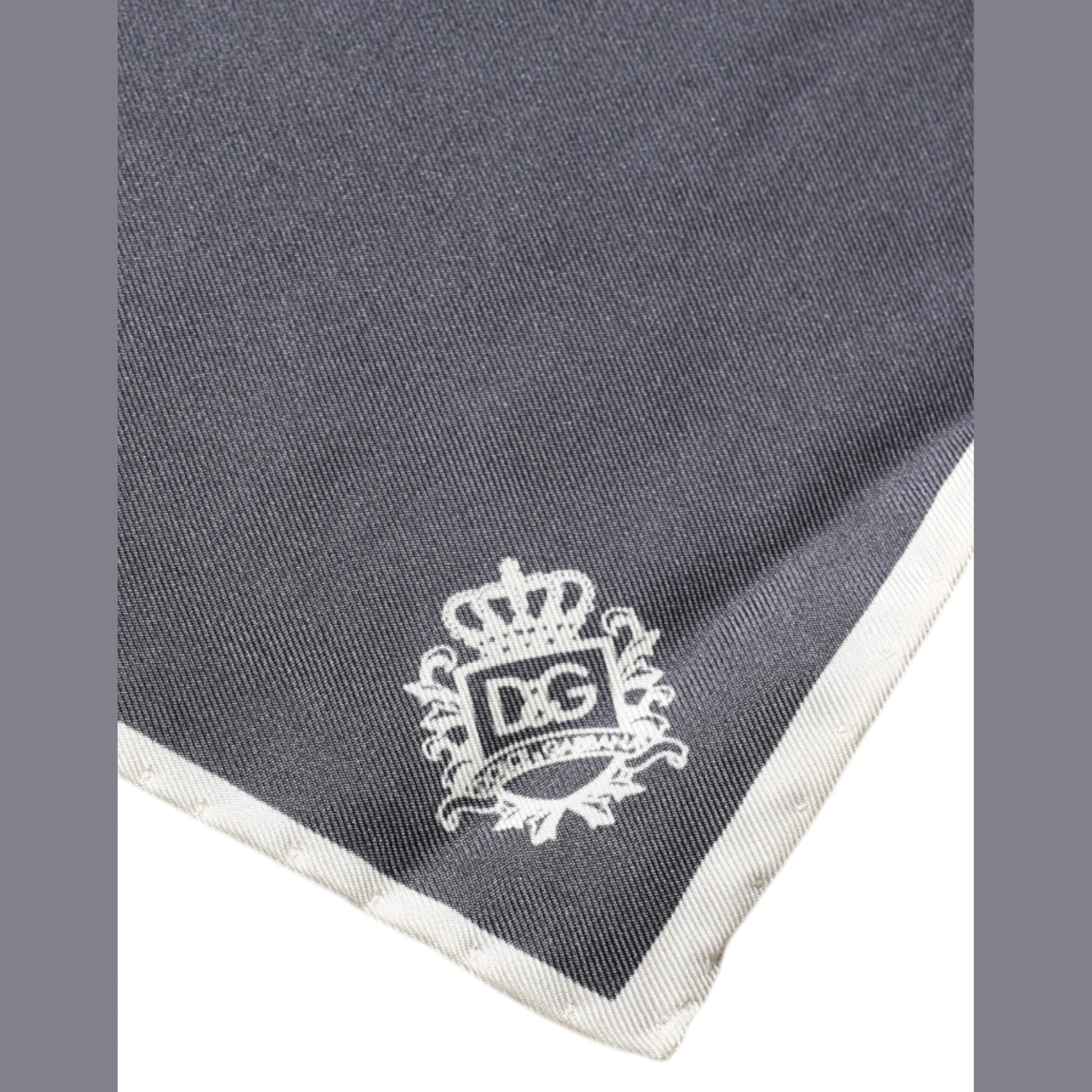 Dolce & Gabbana Gray Crown Logo Square Handkerchief Scarf