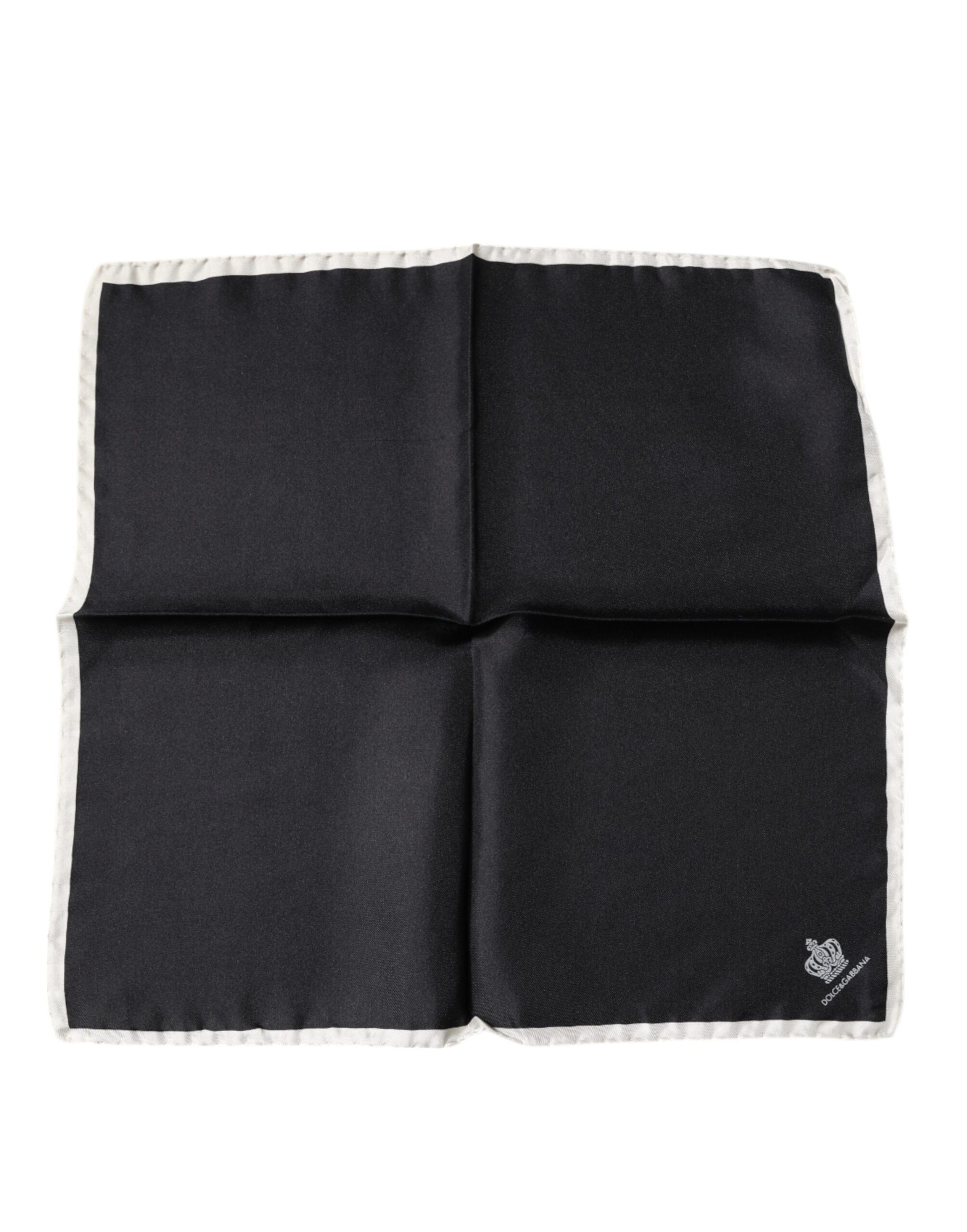 Dolce & Gabbana Black Crown Logo Square Handkerchief Scarf Dolce & Gabbana