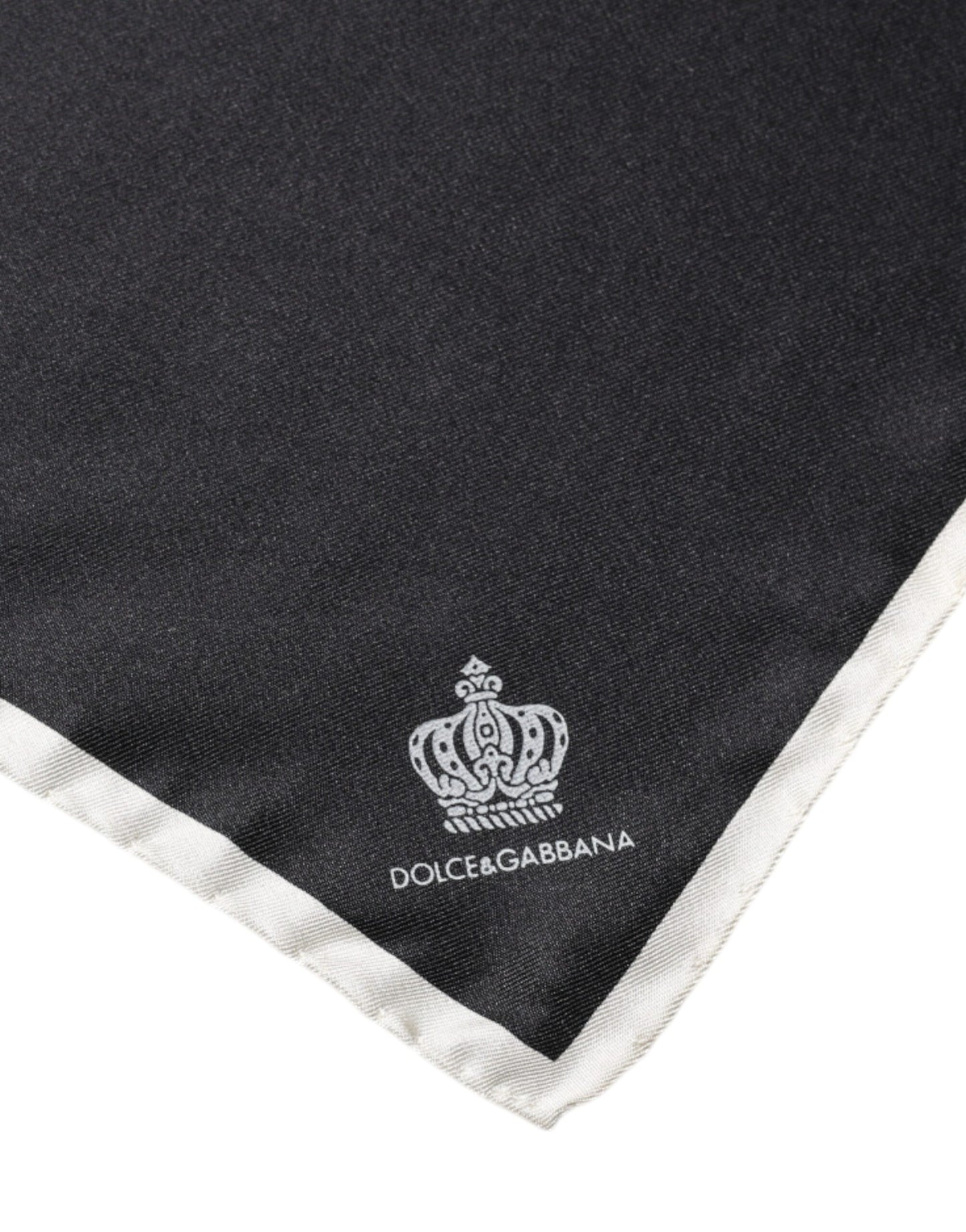 Dolce & Gabbana Black Crown Logo Square Handkerchief Scarf Dolce & Gabbana