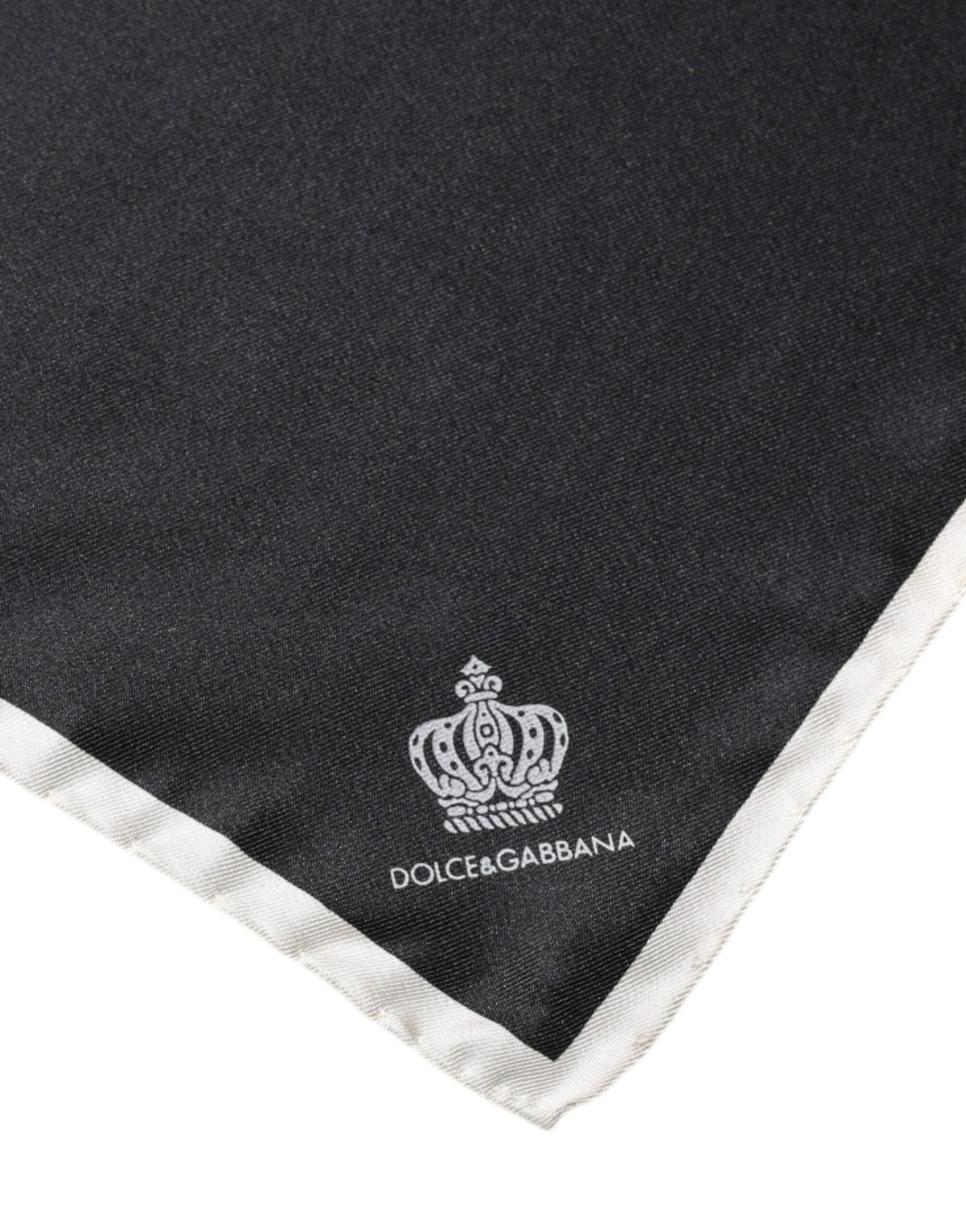 Dolce & Gabbana Black Crown Logo Square Handkerchief Scarf Dolce & Gabbana