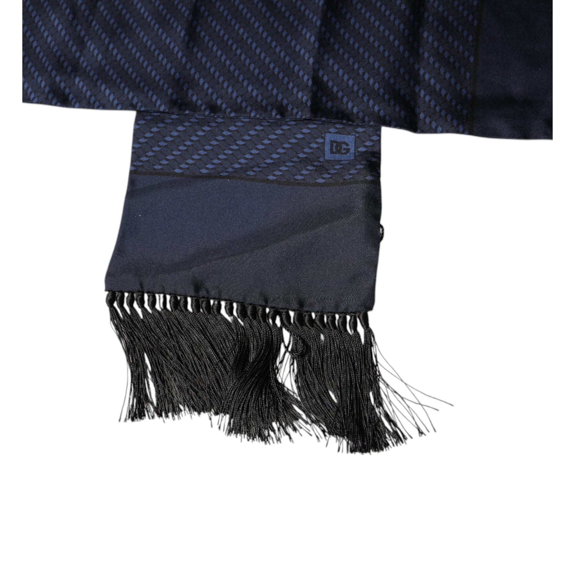 Dolce & Gabbana Dark Blue Fantasy Fringes Neck Wrap Scarf