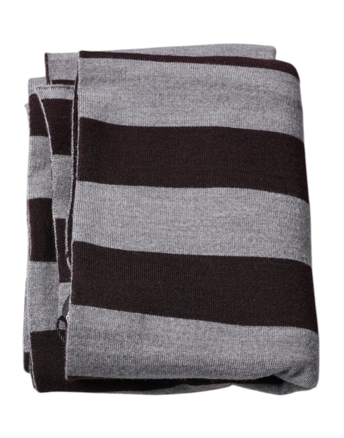 Dolce & Gabbana Black Gray Stripes Wool Neck Wrap Scarf Dolce & Gabbana