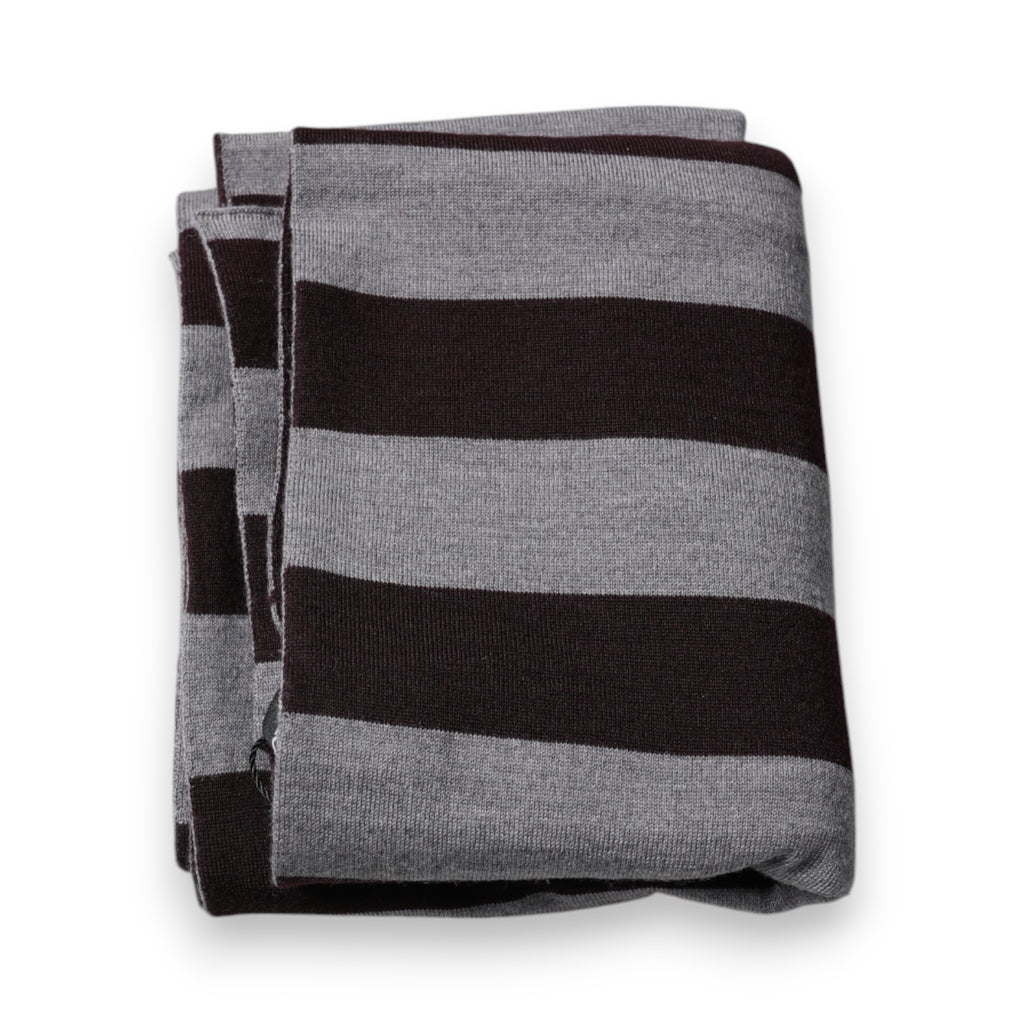 Dolce & Gabbana Black Gray Stripes Wool Neck Wrap Scarf - Eljoys Fashion 