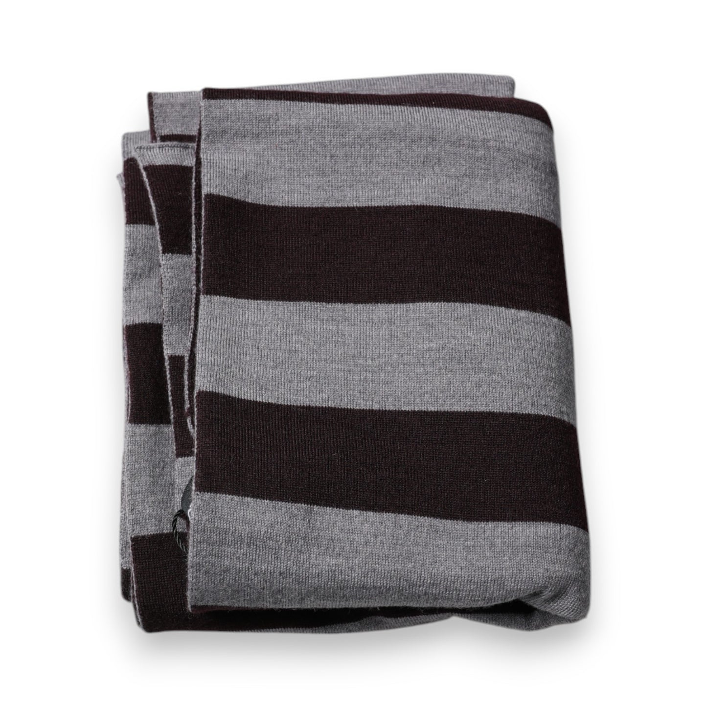 Dolce & Gabbana Black Gray Stripes Wool Neck Wrap Scarf Dolce & Gabbana
