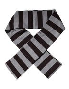 Dolce & Gabbana Black Gray Stripes Wool Neck Wrap Scarf - Eljoys Fashion 