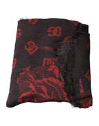 Dolce & Gabbana Black Red Floral Modal Wrap Shawl Scarf - Eljoys Fashion 