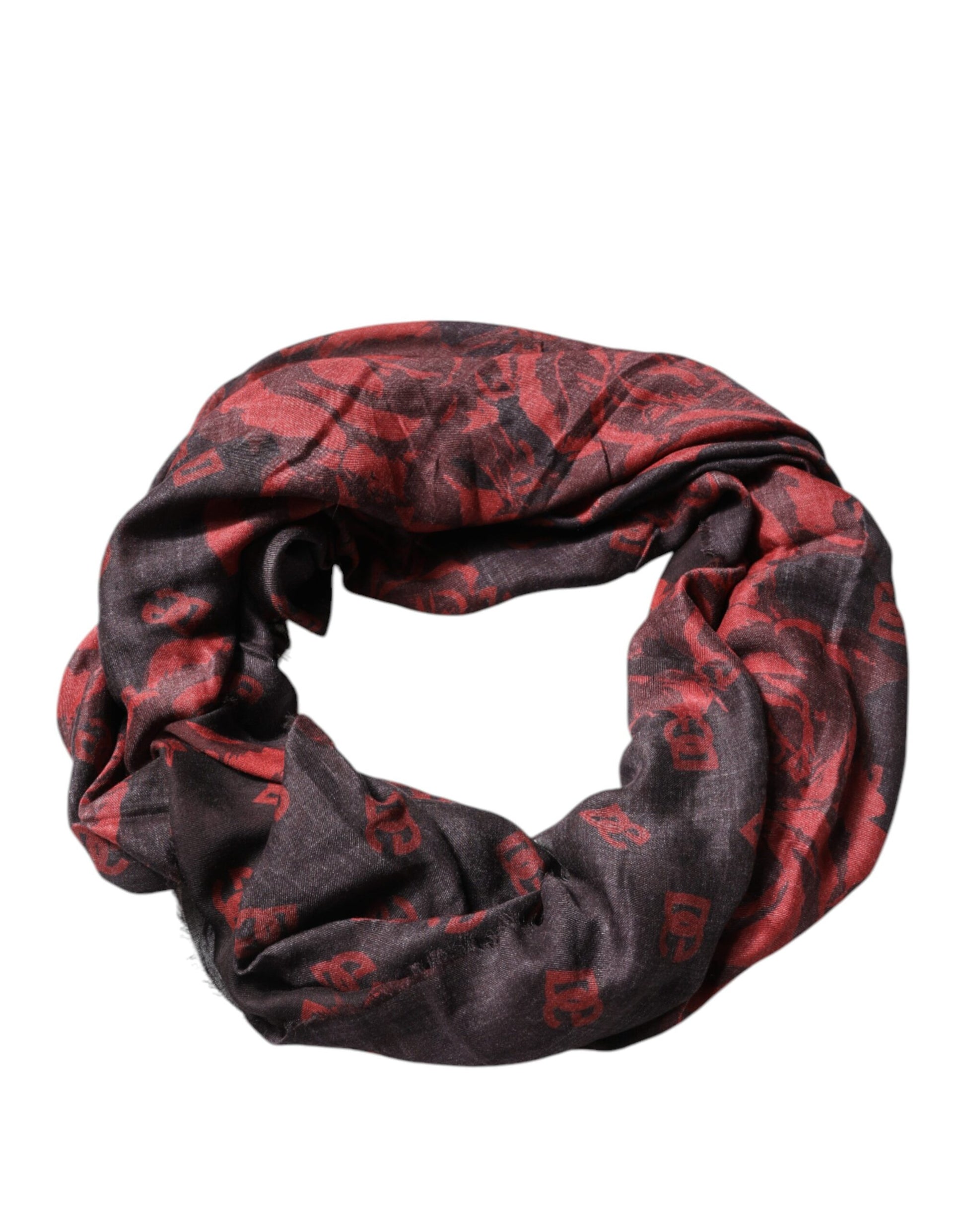 Dolce & Gabbana Black Red Floral Modal Wrap Shawl Scarf Dolce & Gabbana