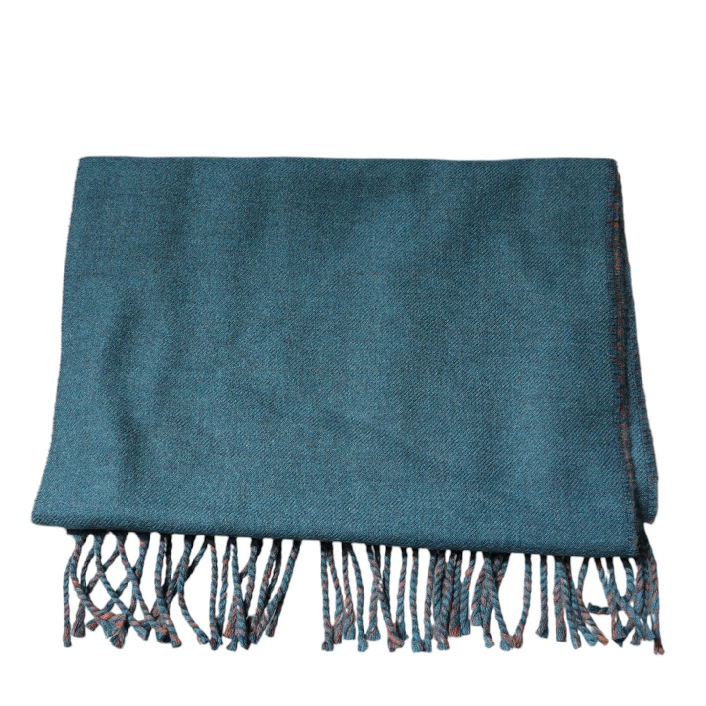 Dolce & Gabbana Blue Green Wool Fringes Wrap Shawl Scarf Dolce & Gabbana