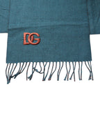 Dolce & Gabbana Blue Green Wool Fringes Wrap Shawl Scarf - Eljoys Fashion 