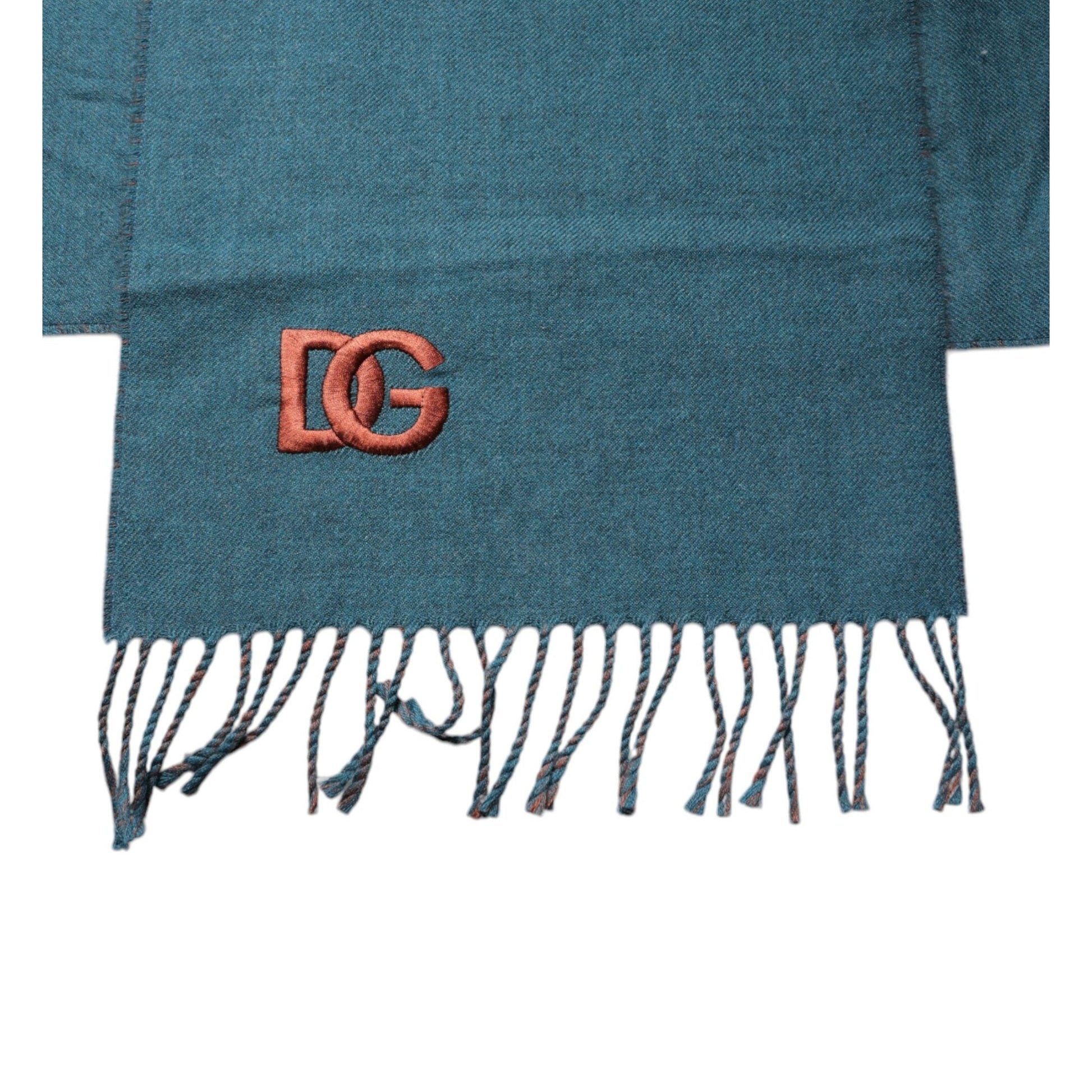 Dolce & Gabbana Blue Green Wool Fringes Wrap Shawl Scarf Dolce & Gabbana