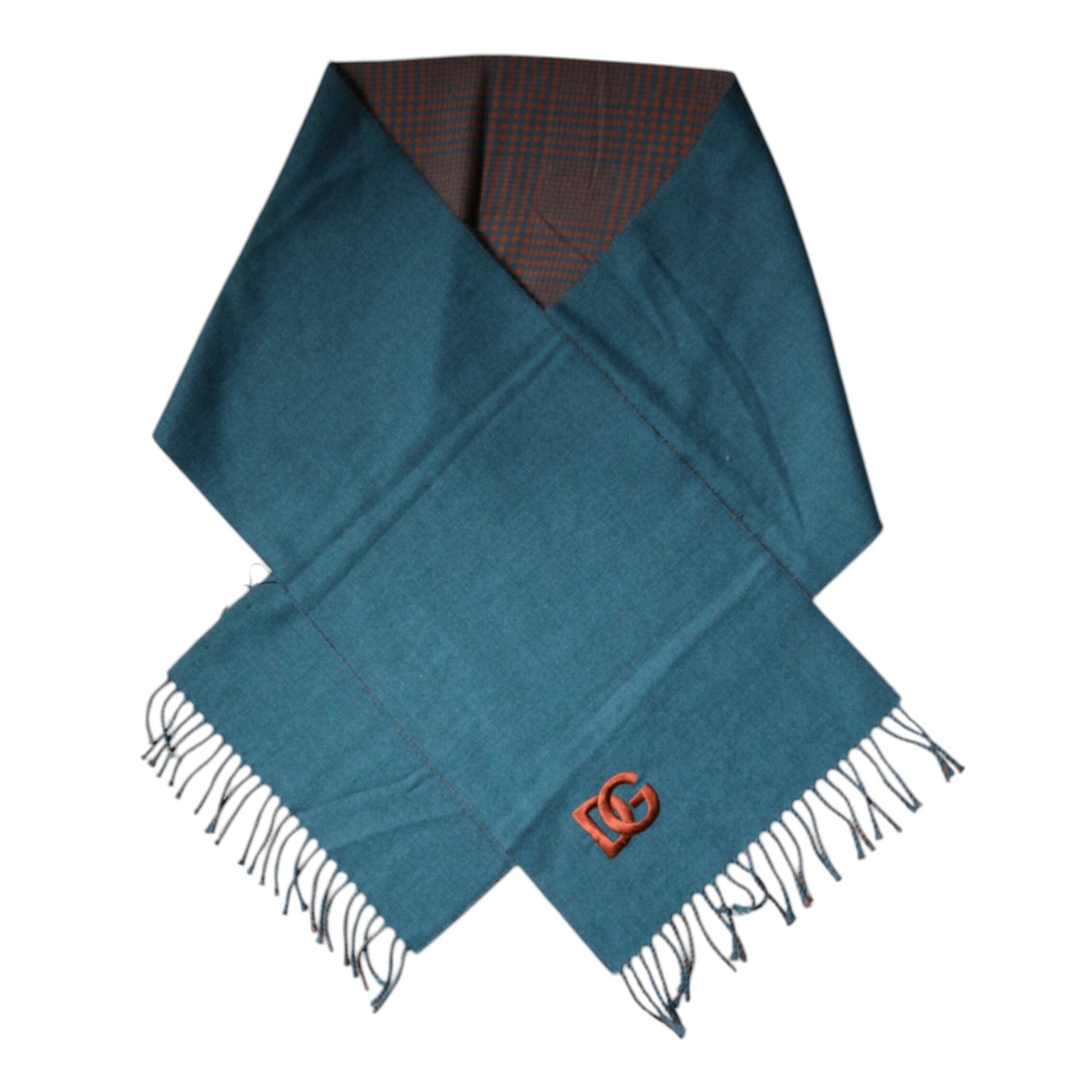 Dolce & Gabbana Blue Green Wool Fringes Wrap Shawl Scarf Dolce & Gabbana