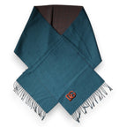 Dolce & Gabbana Blue Green Wool Fringes Wrap Shawl Scarf - Eljoys Fashion 