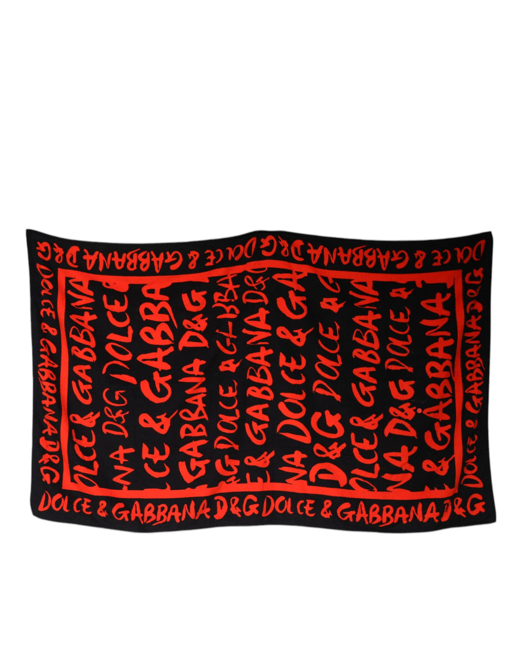 Dolce & Gabbana Black Red Logo Print Cotton Beach Towel - Eljoys Fashion 