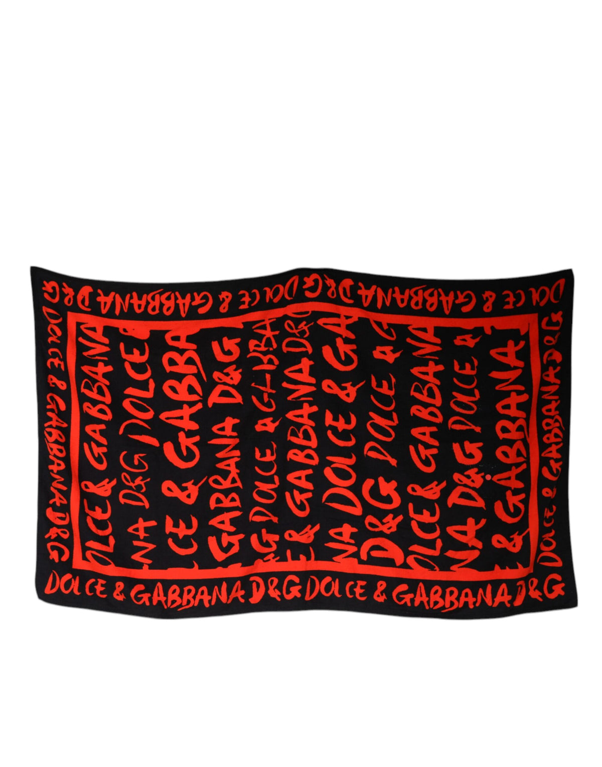 Dolce & Gabbana Black Red Logo Print Cotton Beach Towel - Eljoys Fashion 
