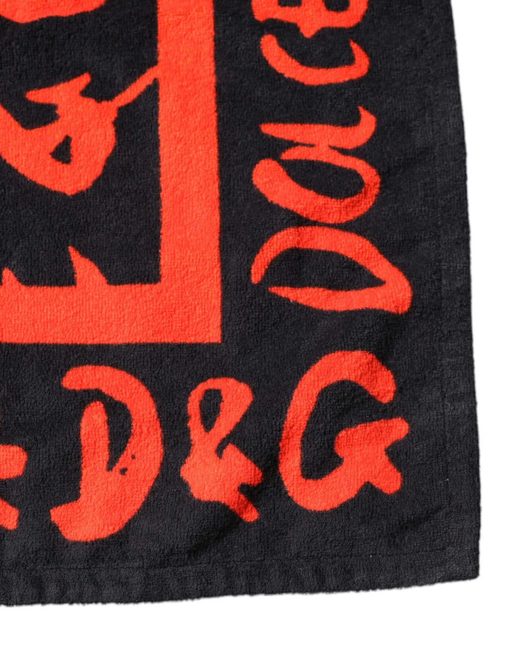 Dolce & Gabbana Black Red Logo Print Cotton Beach Towel - Eljoys Fashion 