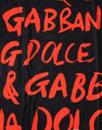 Dolce & Gabbana Black Red Logo Print Cotton Beach Towel - Eljoys Fashion 