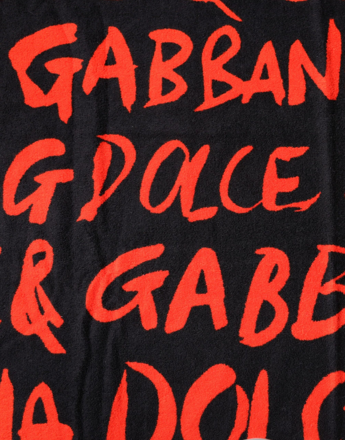 Dolce & Gabbana Black Red Logo Print Cotton Beach Towel - Eljoys Fashion 
