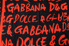 Dolce & Gabbana Black Red Logo Print Cotton Beach Towel - Eljoys Fashion 