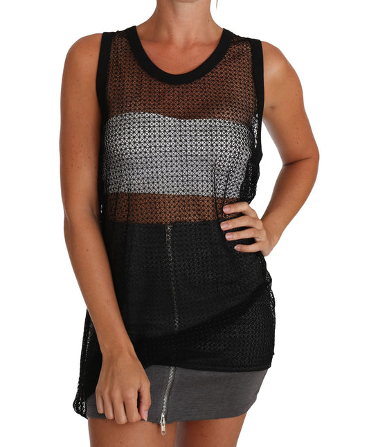 Dolce & Gabbana Black Mesh Transparent Blouse T-shirt Dolce & Gabbana