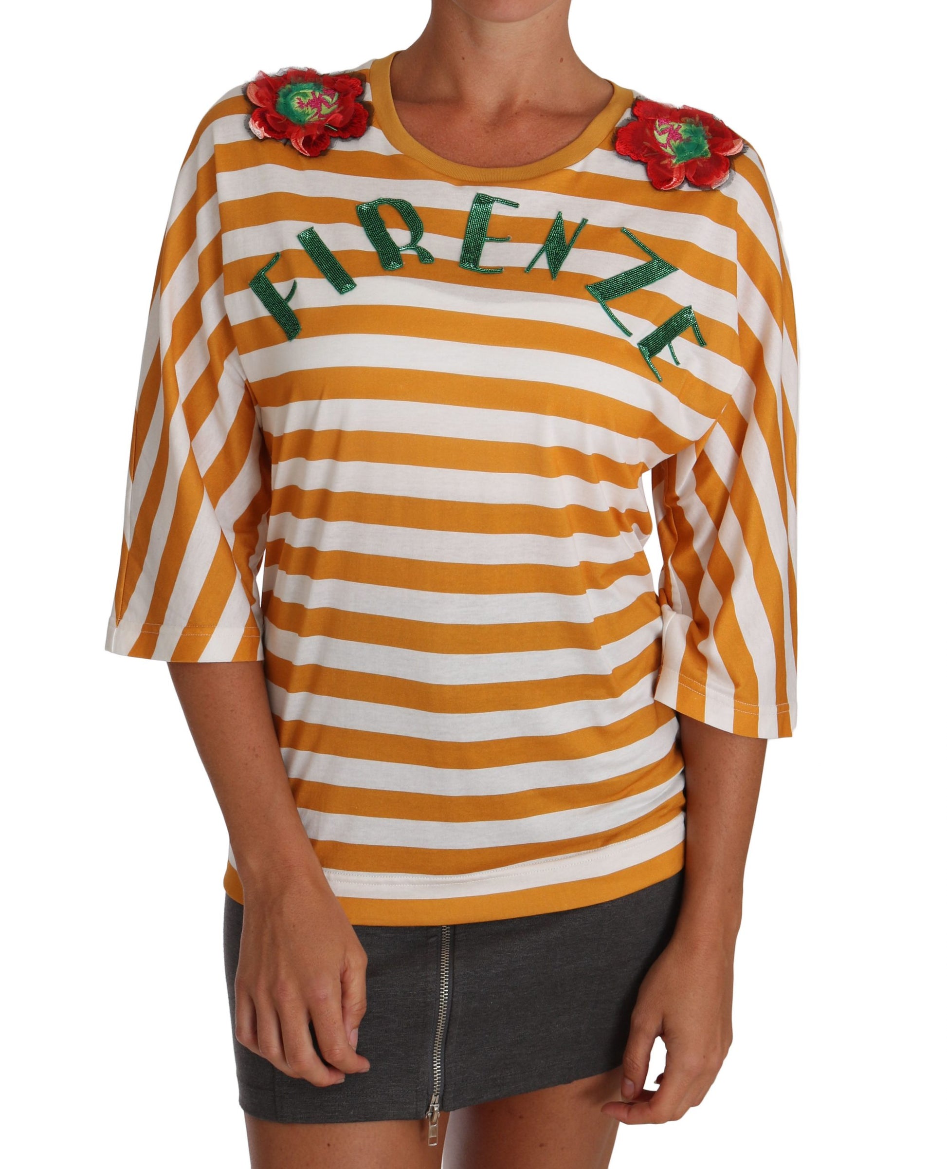 Dolce & Gabbana White Orange FIRENZE Top T-shirt Dolce & Gabbana