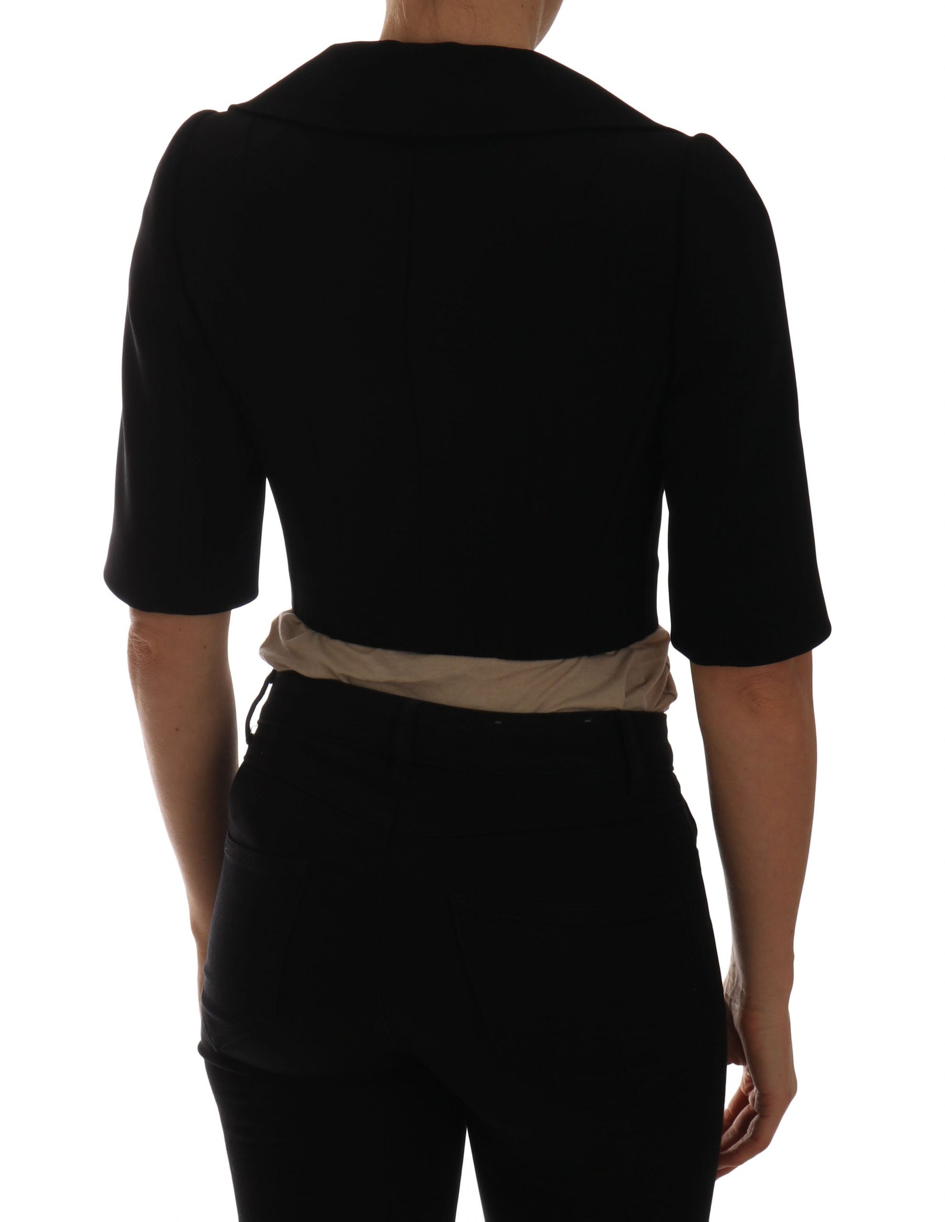 Dolce & Gabbana Black Short Croped Jacket Blazer Dolce & Gabbana