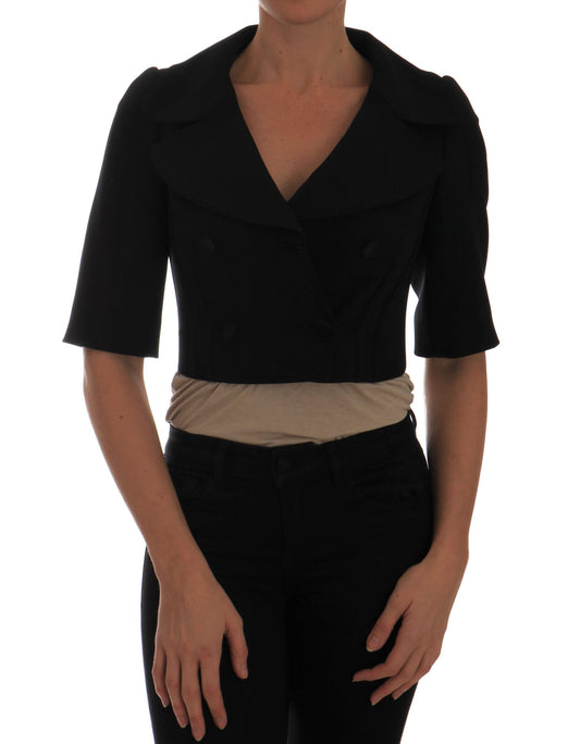 Dolce & Gabbana Black Short Croped Jacket Blazer Dolce & Gabbana