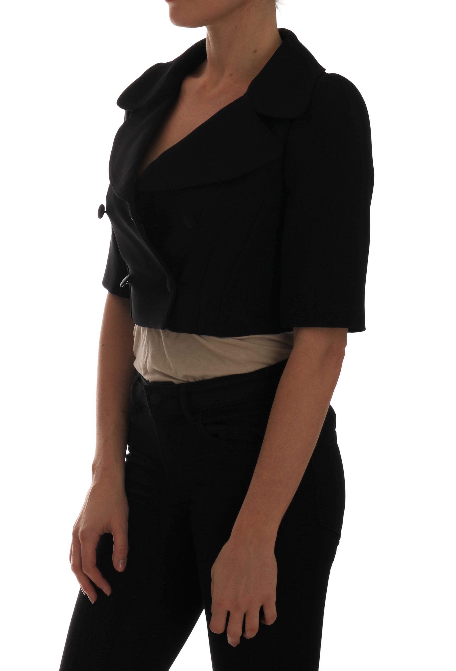 Dolce & Gabbana Black Short Croped Jacket Blazer Dolce & Gabbana